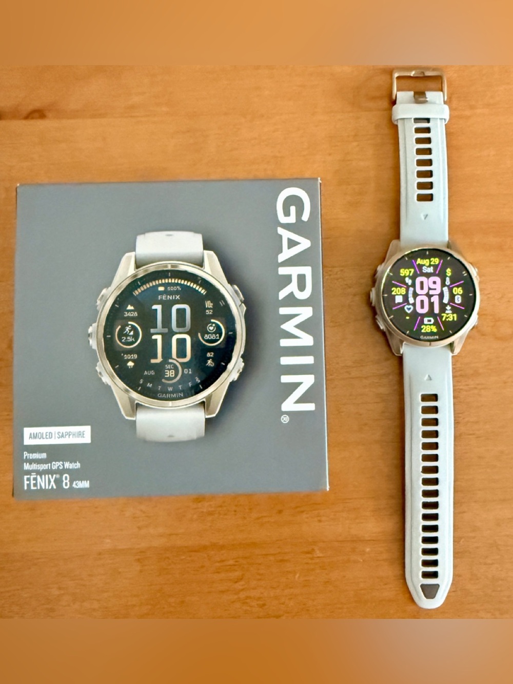 Garmin Fenix 8 43mm AMOLED Sapphire Glass Multisport GPS Watch  - Soft Gold